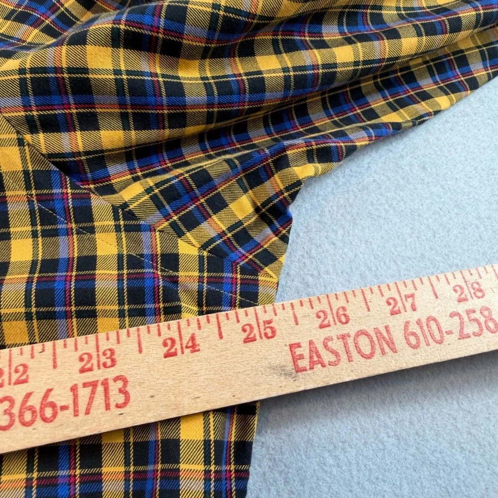 Ralph Lauren Mens XL Custom Fit Plaid Button Down Shirt Yellow Blue Black Cotton